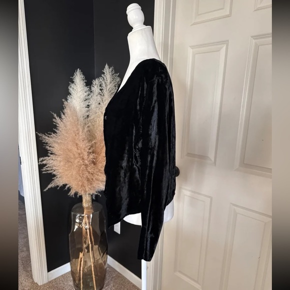 CP Shades Vintage San Francisco Velour Black Cardigan Sweater size Large - Picture 4 of 12